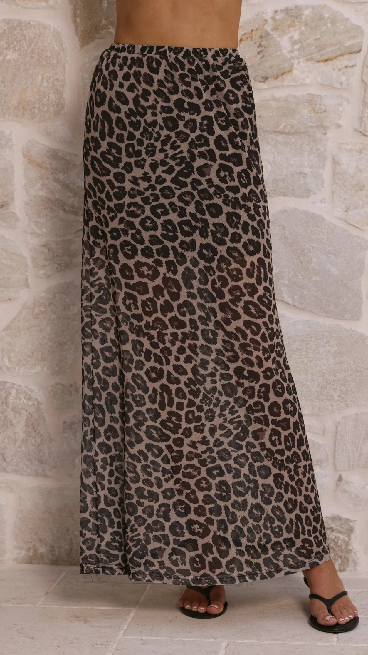 Onella Semi Sheer Maxi Skirt Leopard Print