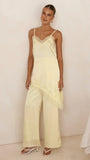 Hayleigh Asymmetrical Top and Pants Set Yellow Lace