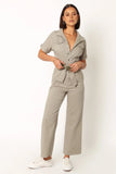Demi Contrast Stitch Jumpsuit Olive