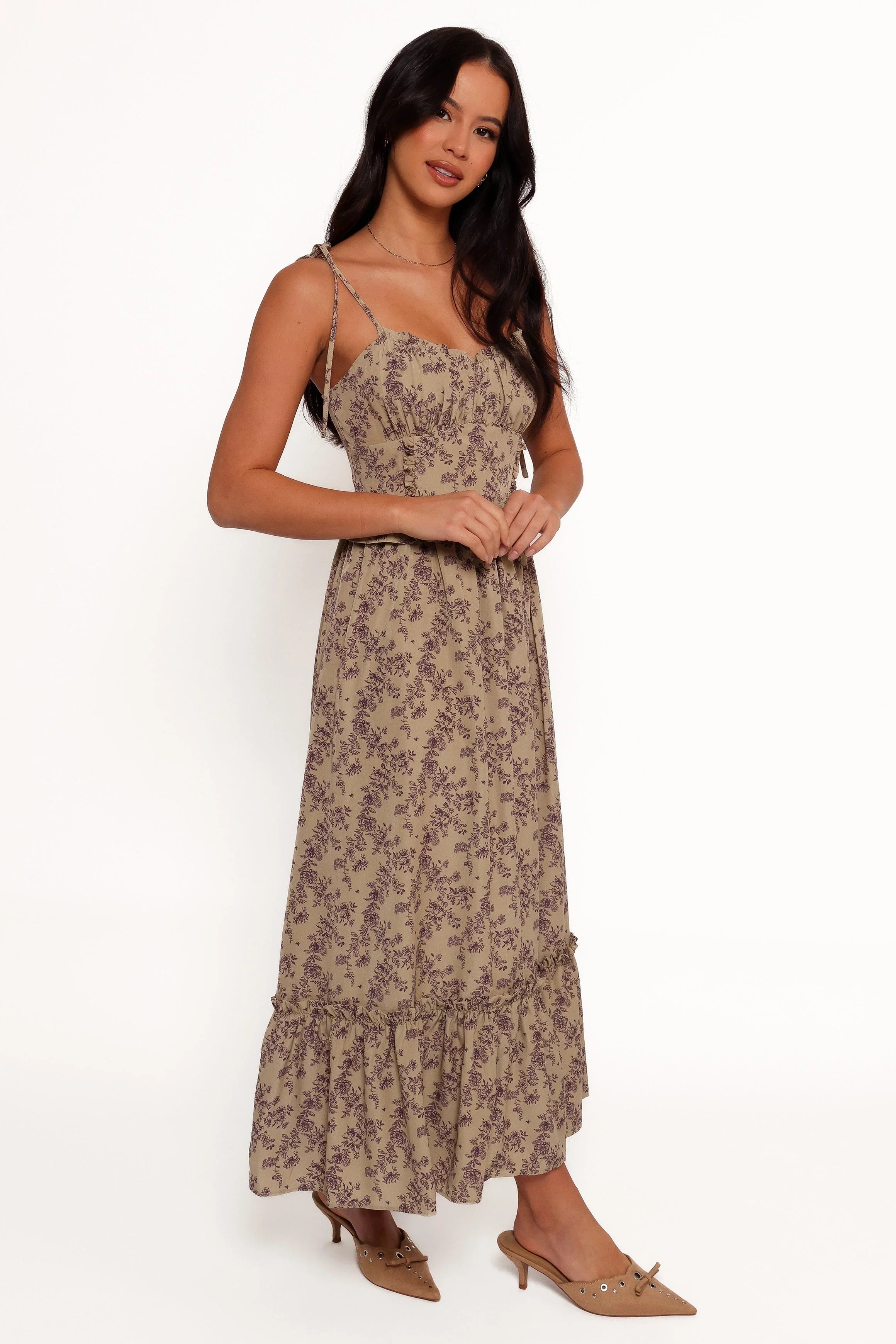Karie Midi Dress Olive Dark Purple