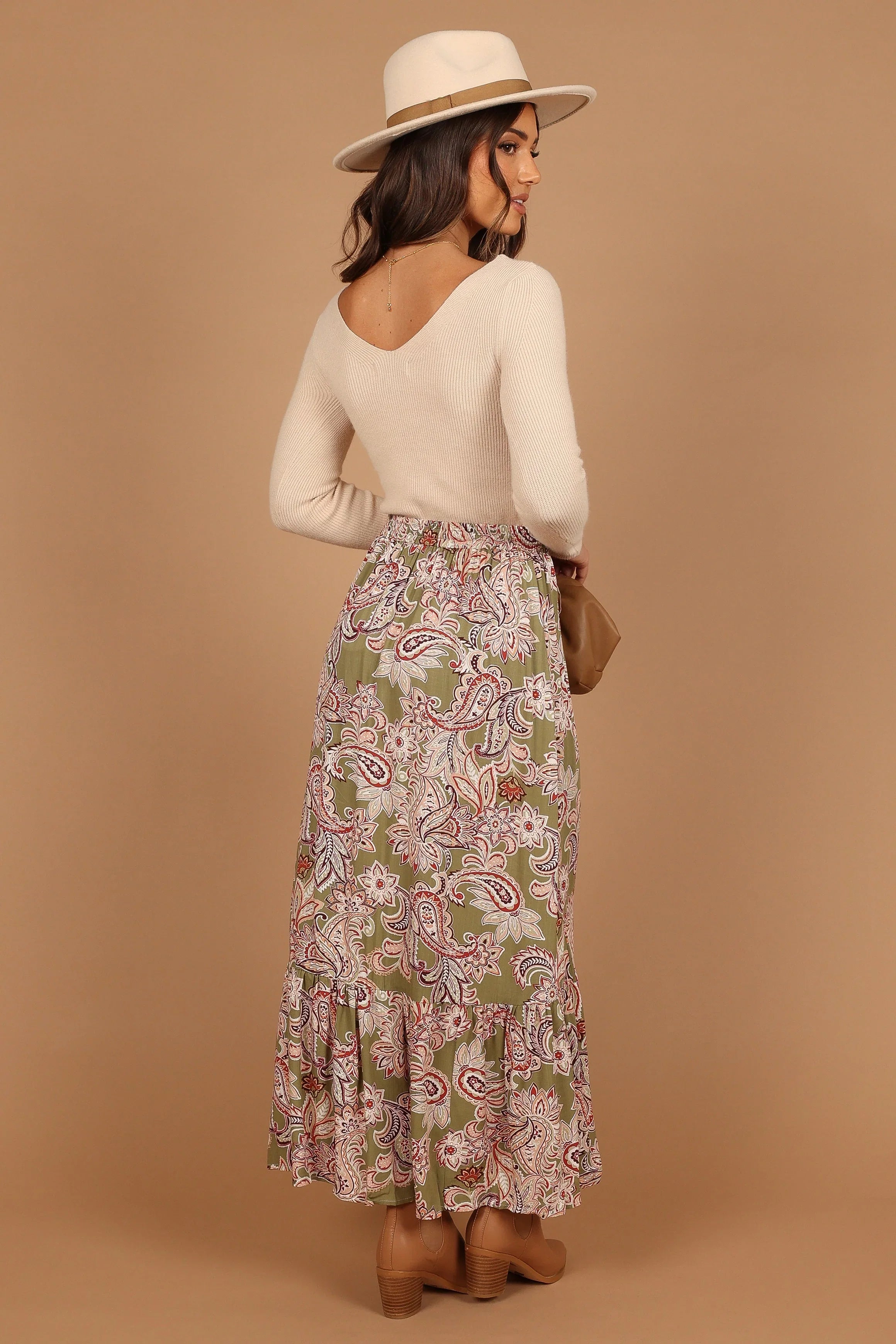 Katherine Skirt Olive Paisley