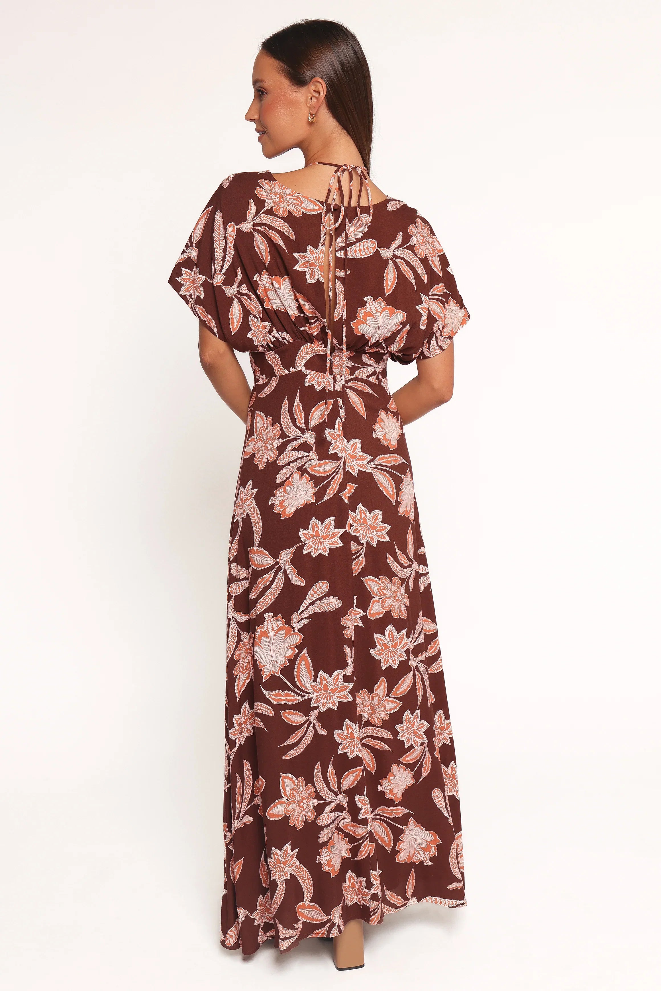 Yolande Midi Dress Orange Floral