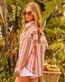 Tropic Chic Striped Button Down Top