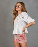 Soft Romance Eyelet Peplum Top