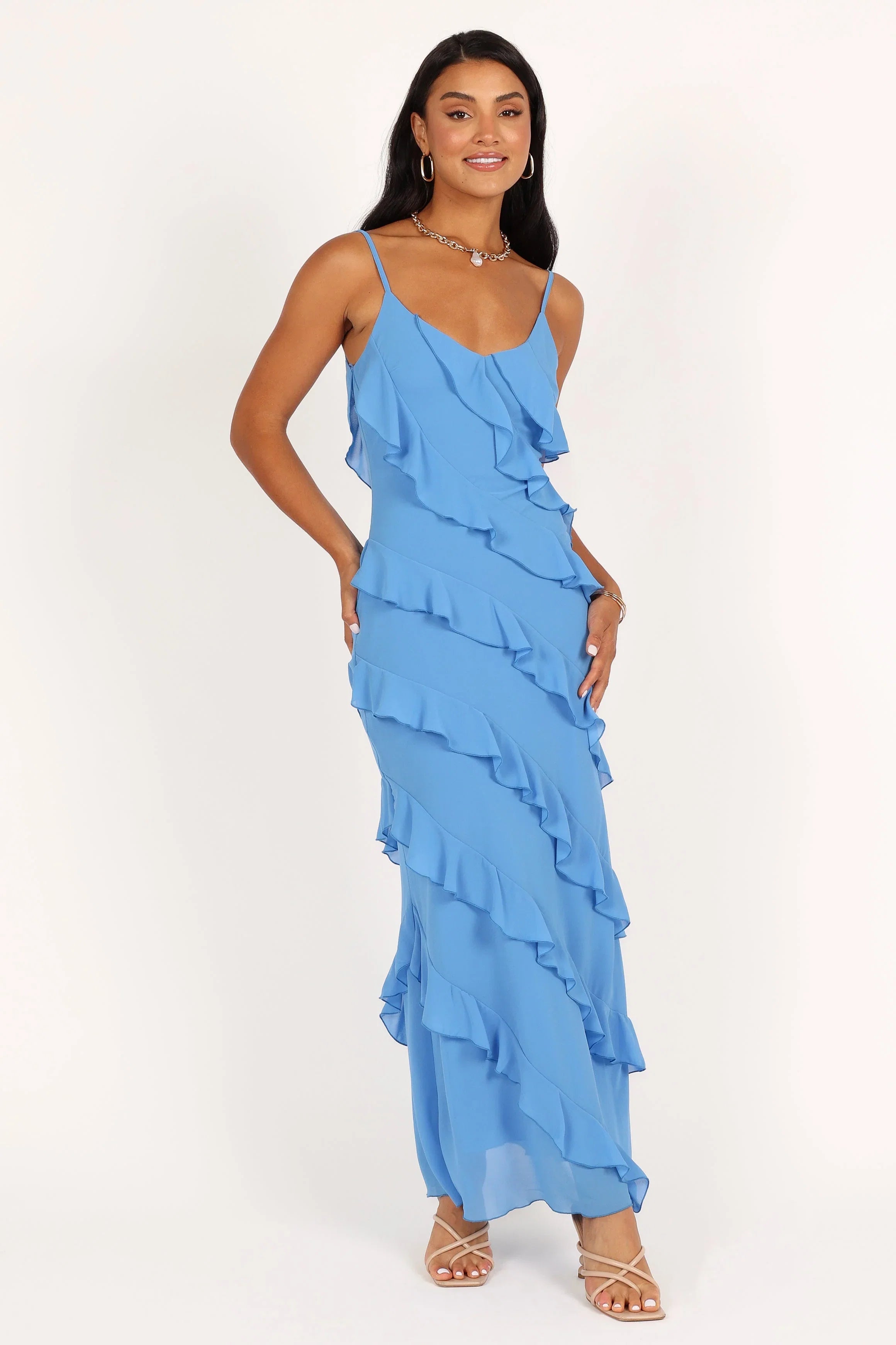 Ciao Ruffles Maxi Dress Blue