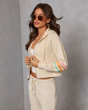 Seloria Striped Sleeve Drawstring Hoodie