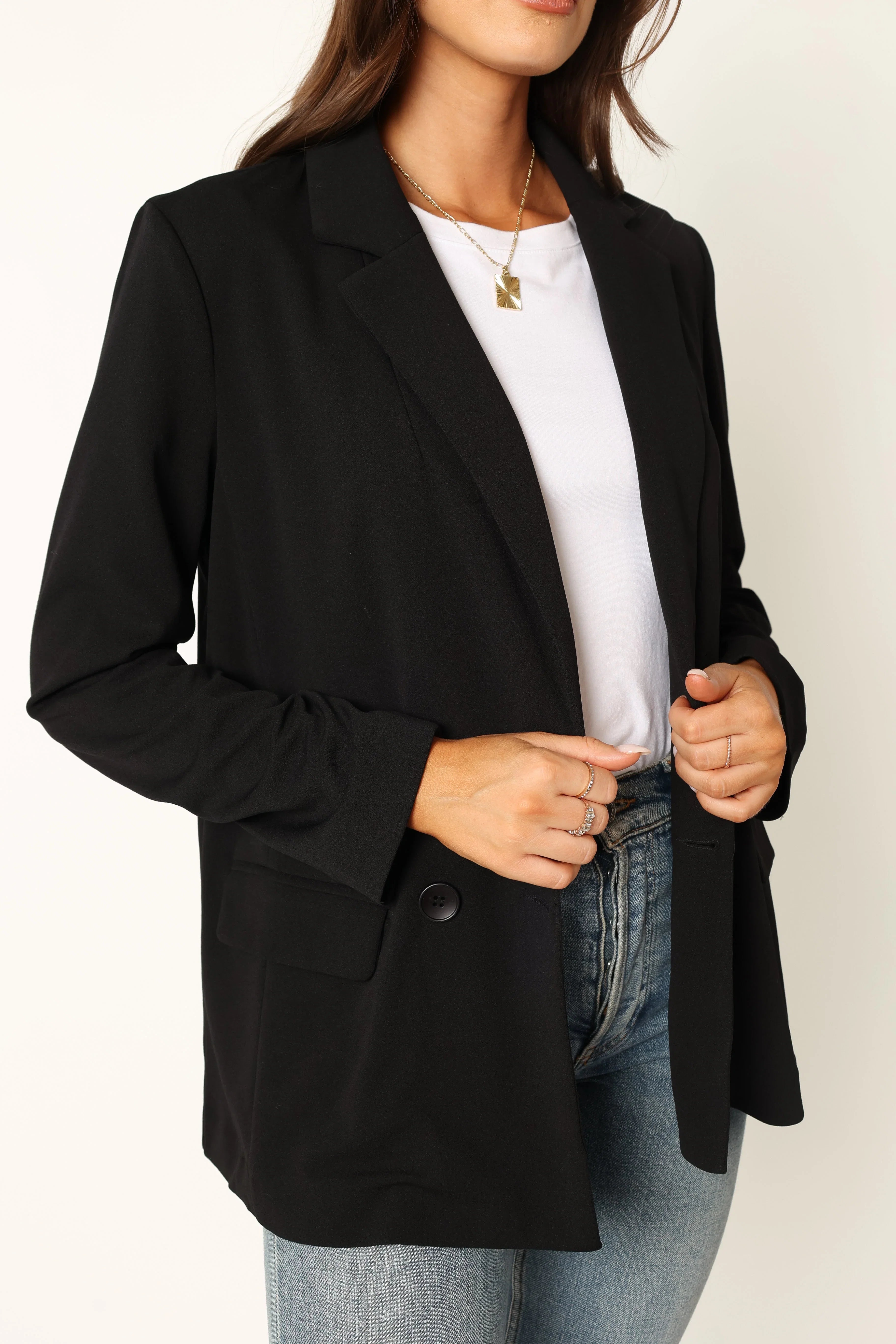 Ailani Button Front Blazer Black