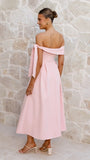 Bentley Off Shoulder Midi Dress Pink