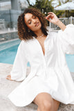 Daisy Long Sleeve Mini Dress White