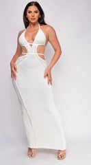 Espanola Crochet Maxi Dress Beige