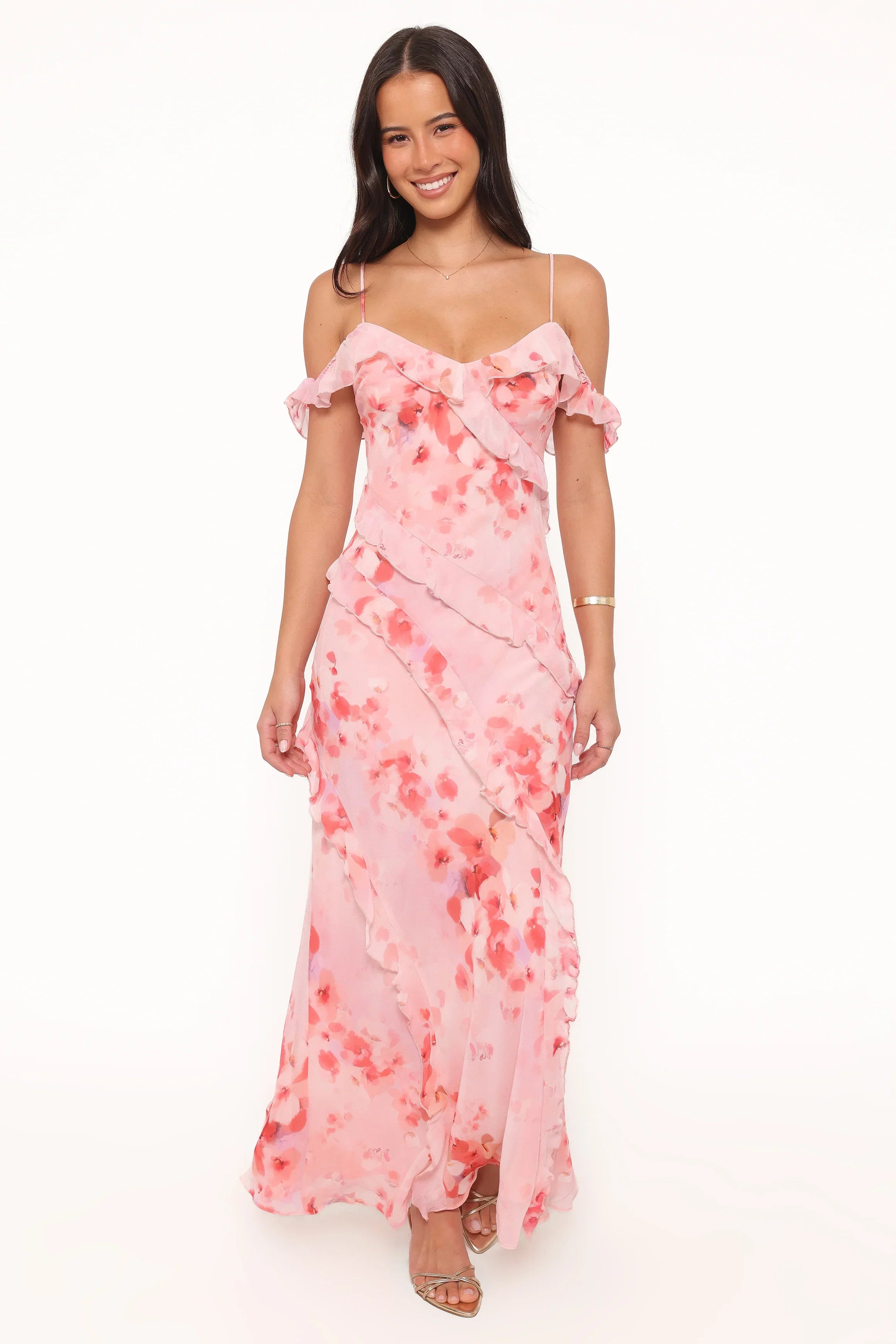Alexia Off Shoulder Maxi Dress Pink Floral