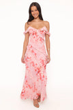 Alexia Off Shoulder Maxi Dress Pink Floral