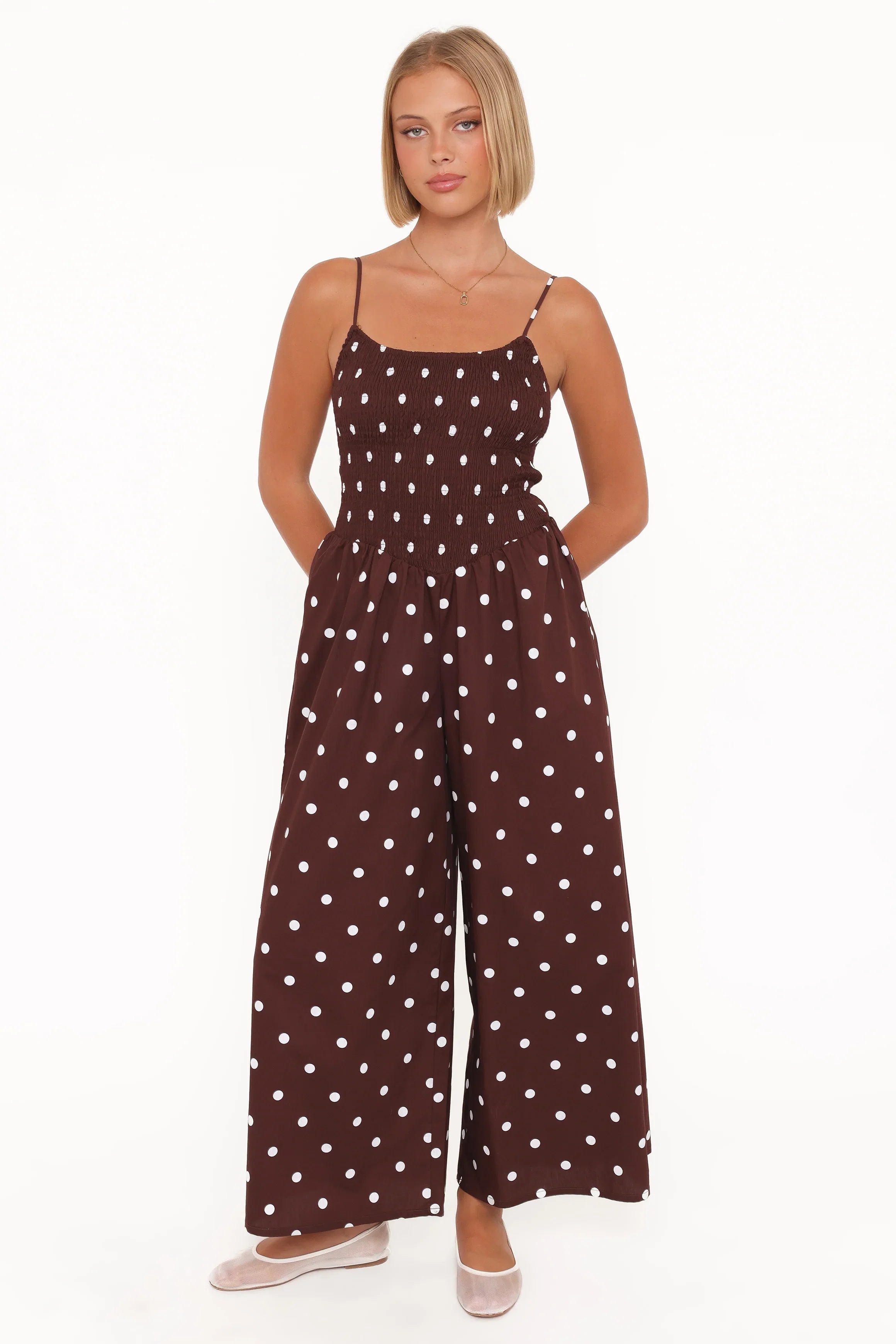 Paloma Jumpsuit Chocolate Polka Dot