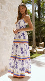Klyah Maxi Dress Blue Palm