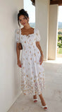 Lunaria Floral Midi Dress Ivory White