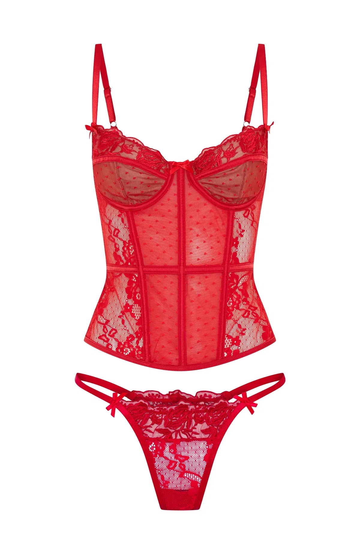 Cherished Heart Lingerie Set Red