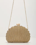 Remmi Textured Metallic Shell Clutch