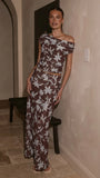Ellita Maxi Skirt Chocolate Blue Print