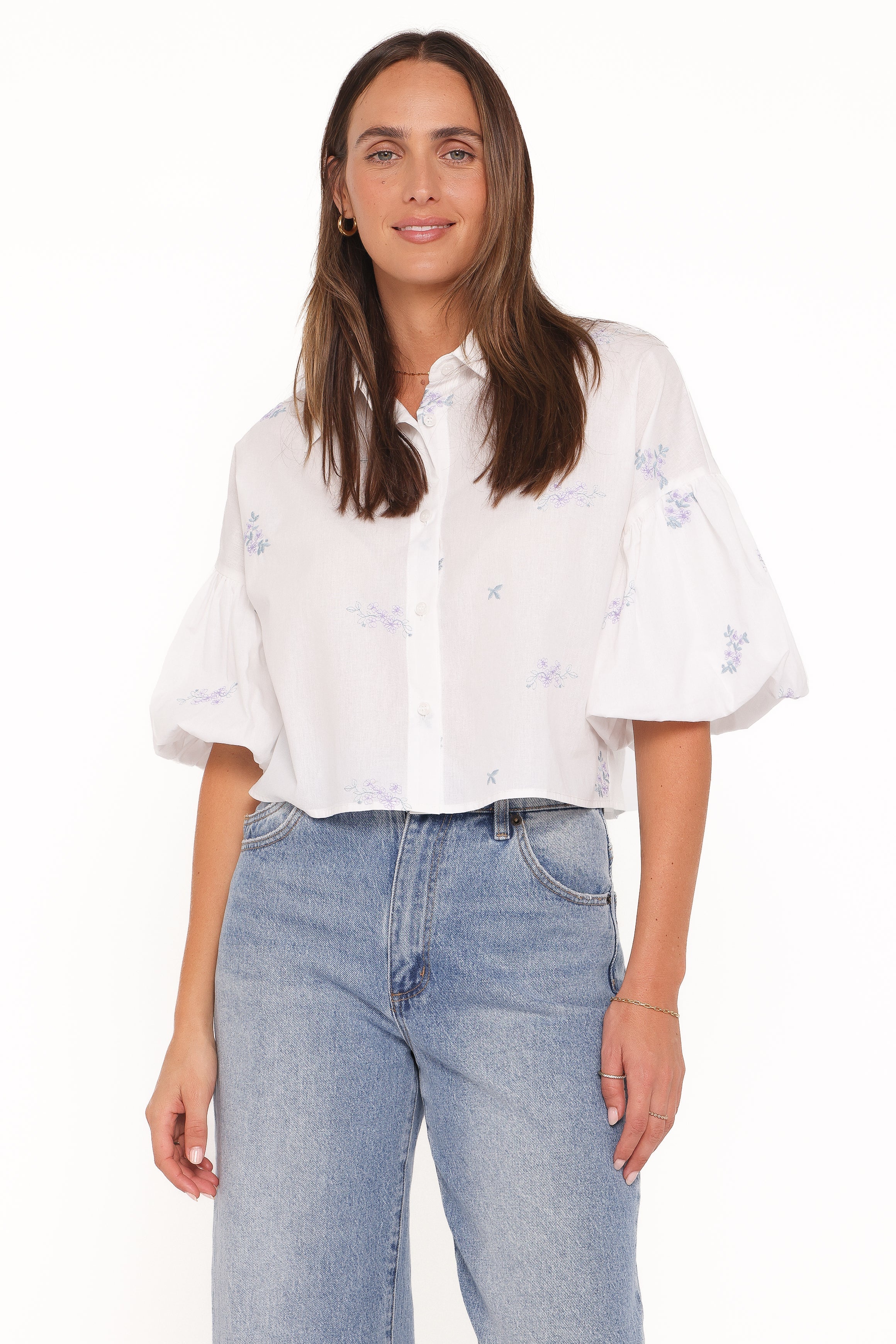 Luneth Button Up Blouse White