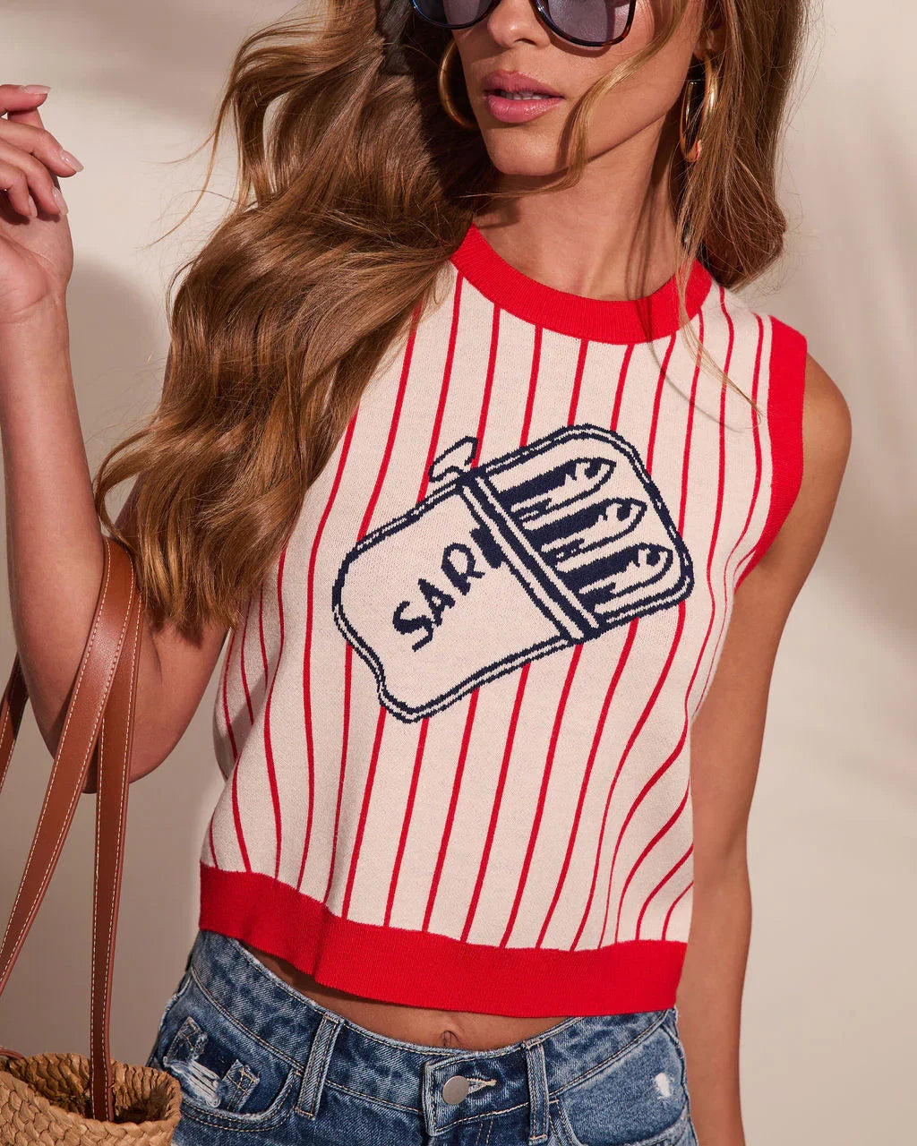 Ocean Drift Striped Sardine Print Tank Top