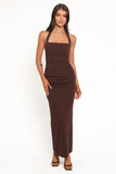 Ongelique Halterneck Maxi Dress Brown