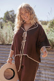 Dalton Tie Top Brown Cream