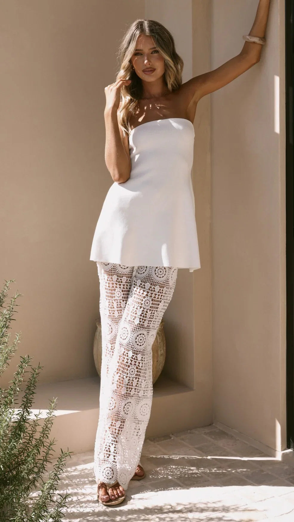 Emilia Lace Pants White
