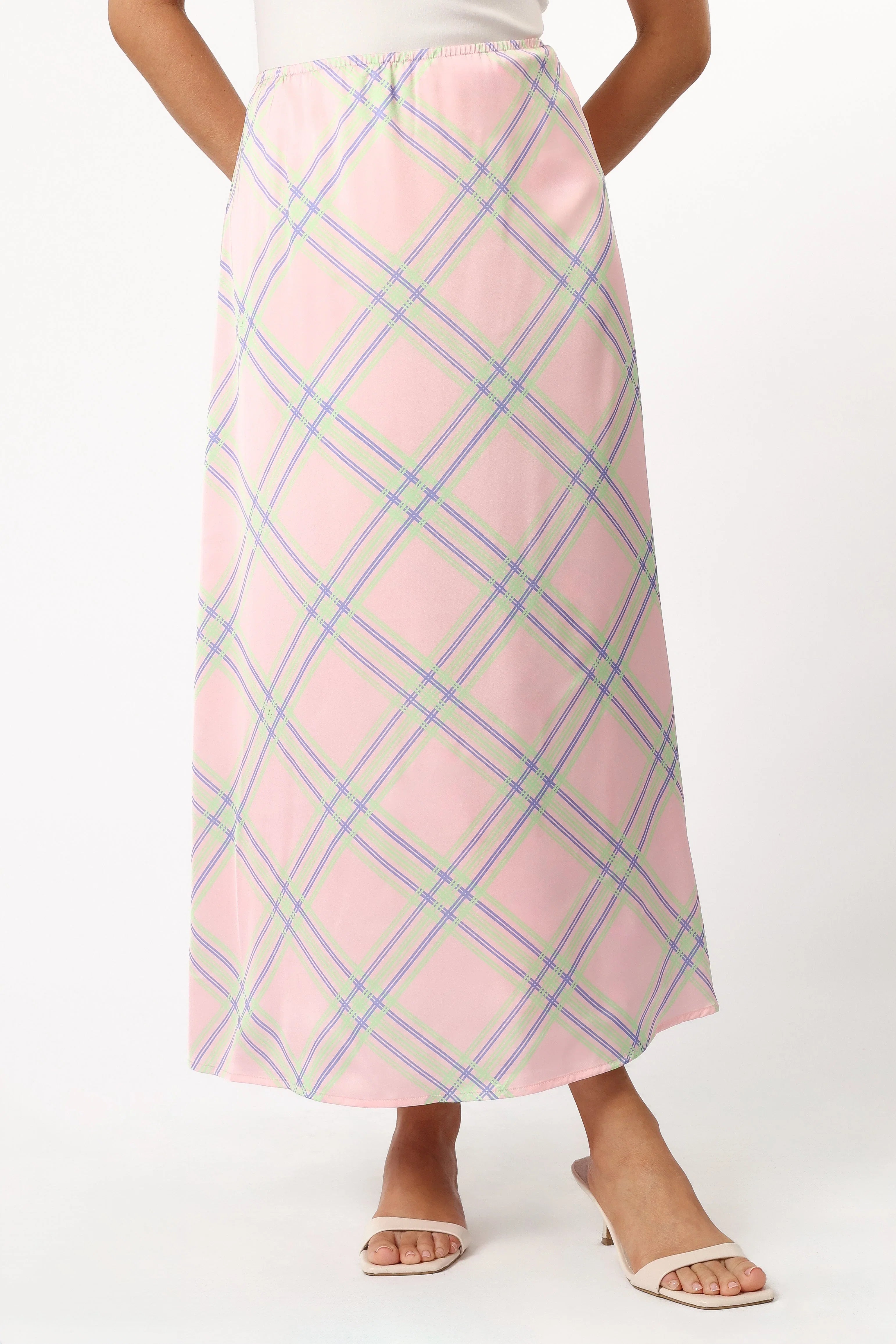 Clarissa Midi Skirt Pink Check