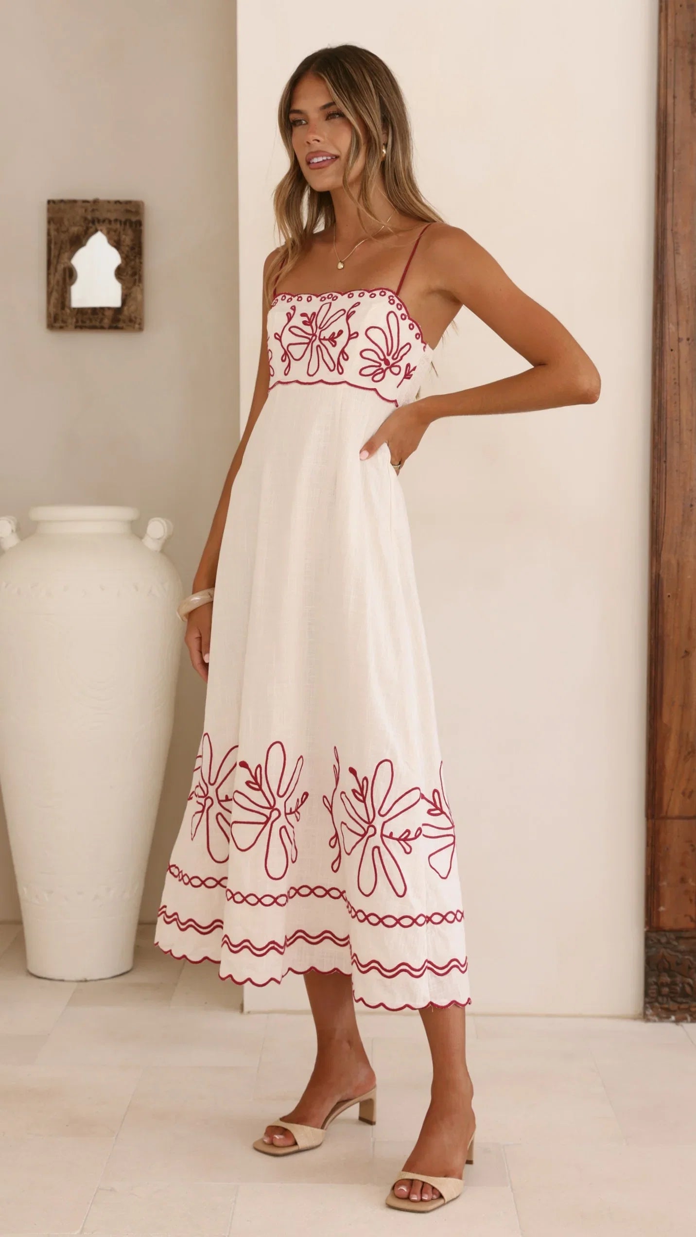 Mira Maxi Dress Cream Red