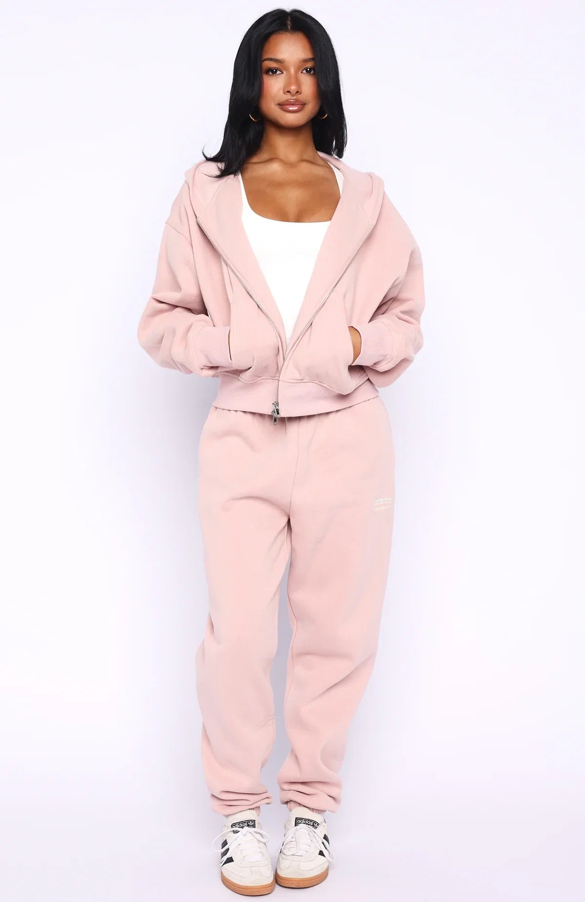 Cant Miss It Boxy Zip Front Hoodie Dusty Pink