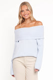 Kenny Off Shoulder Knit Sweater Pale Blue