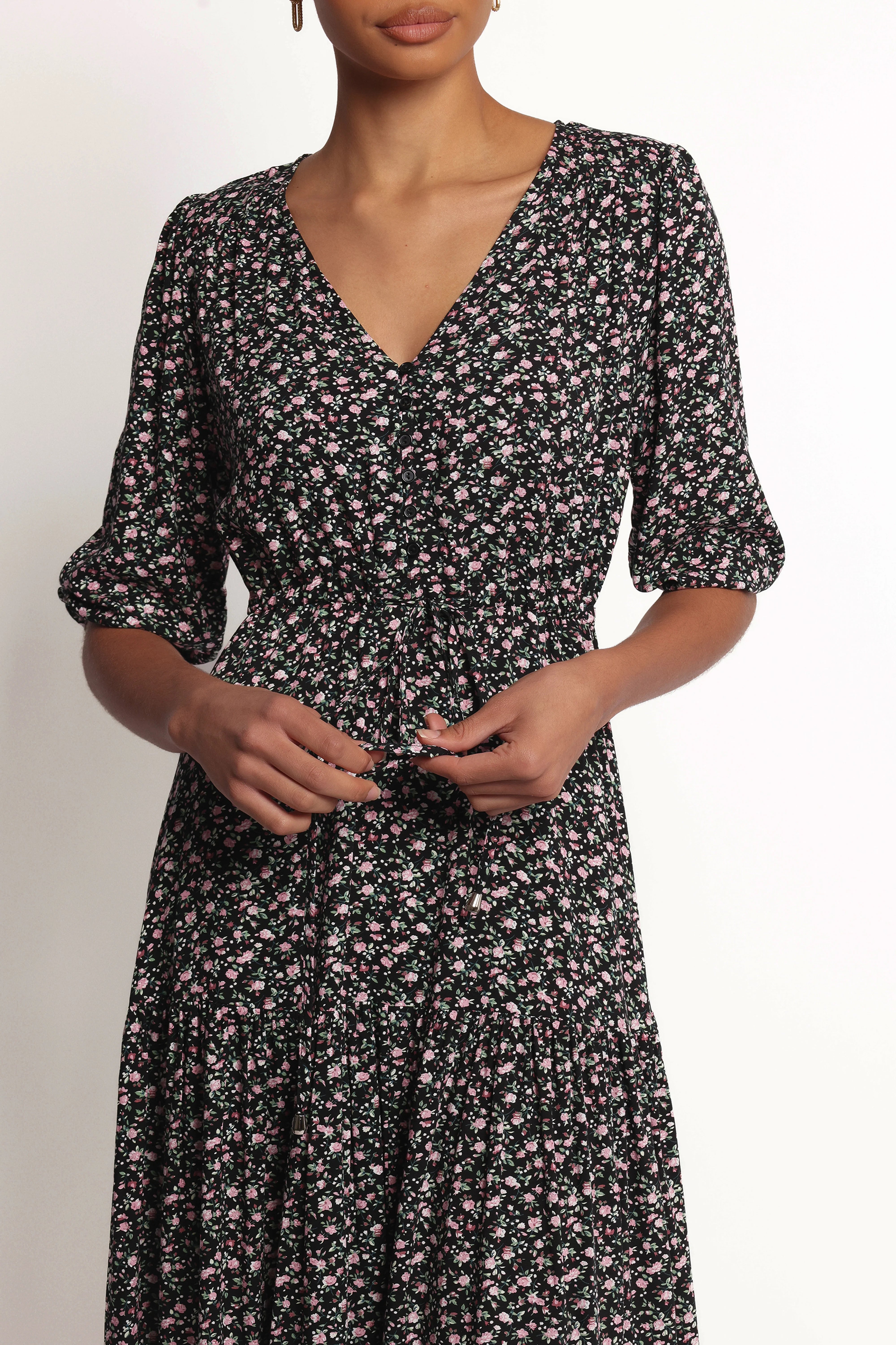 Kelda Dress Black Rosebud Floral