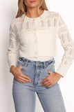 Aidy Crop Button Front Cardigan White