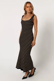 Henry Striped Midi Dress Black Beige
