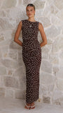 Janika Maxi Skirt Chocolate White Polka Dot