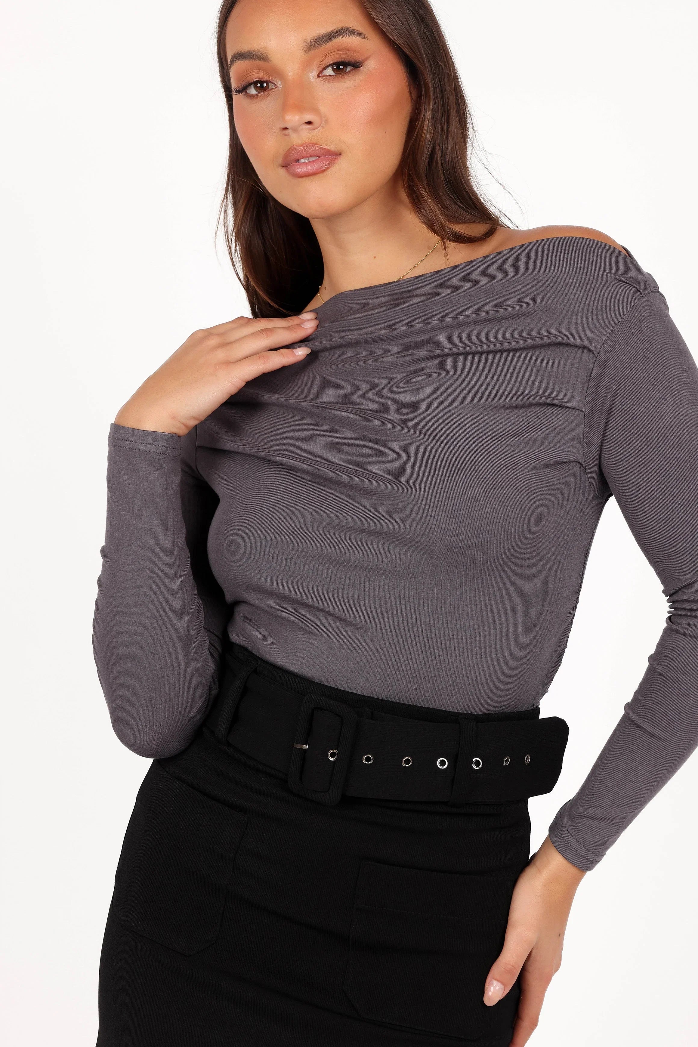 Cer Knit Top Charcoal
