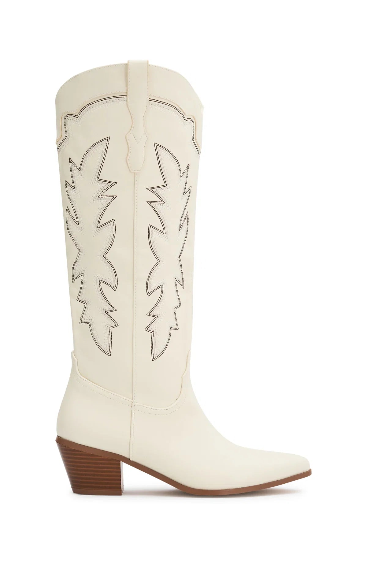 Briar Knee High Cowboy Boots Cream