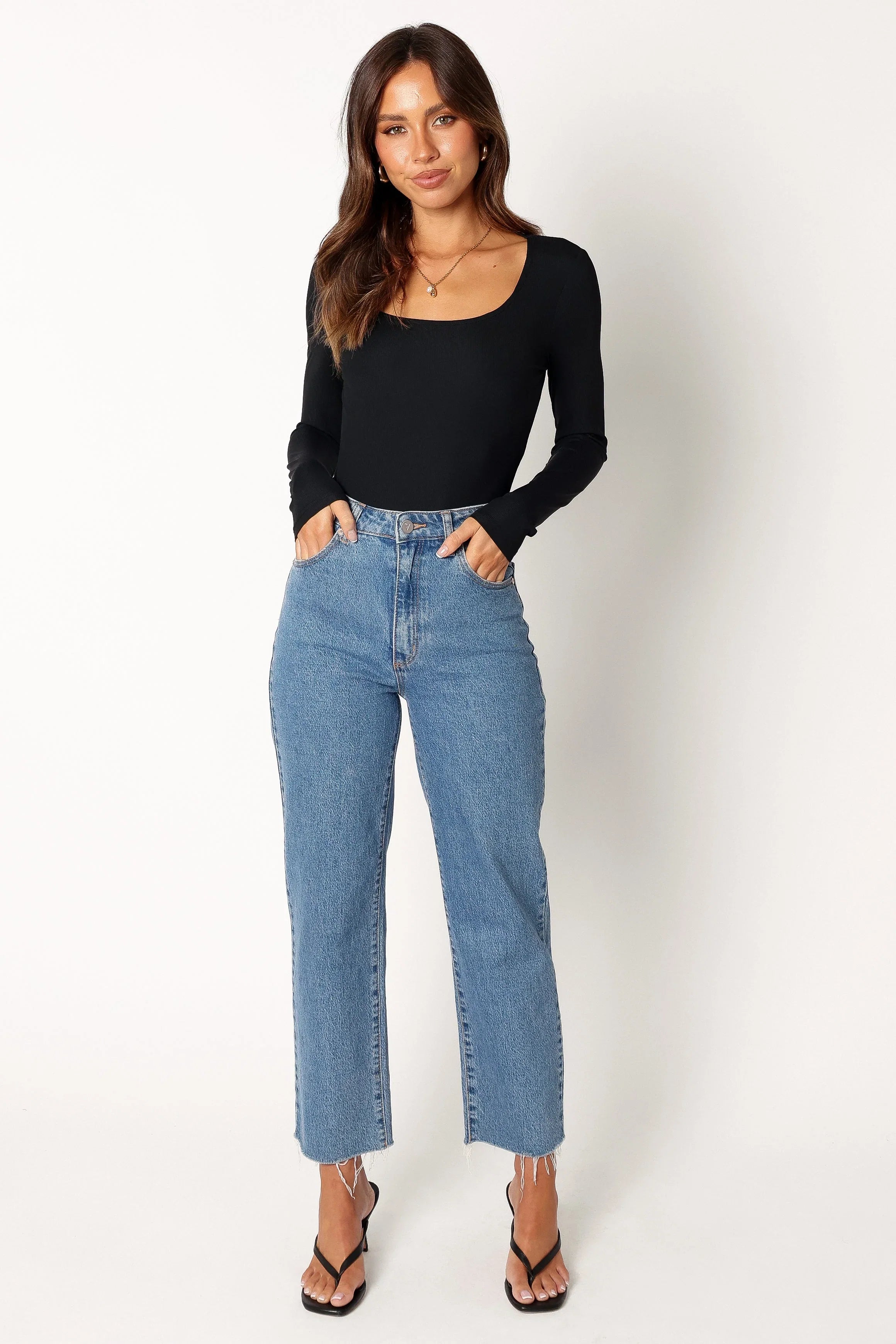 Pia Long Sleeve Bodysuit Black