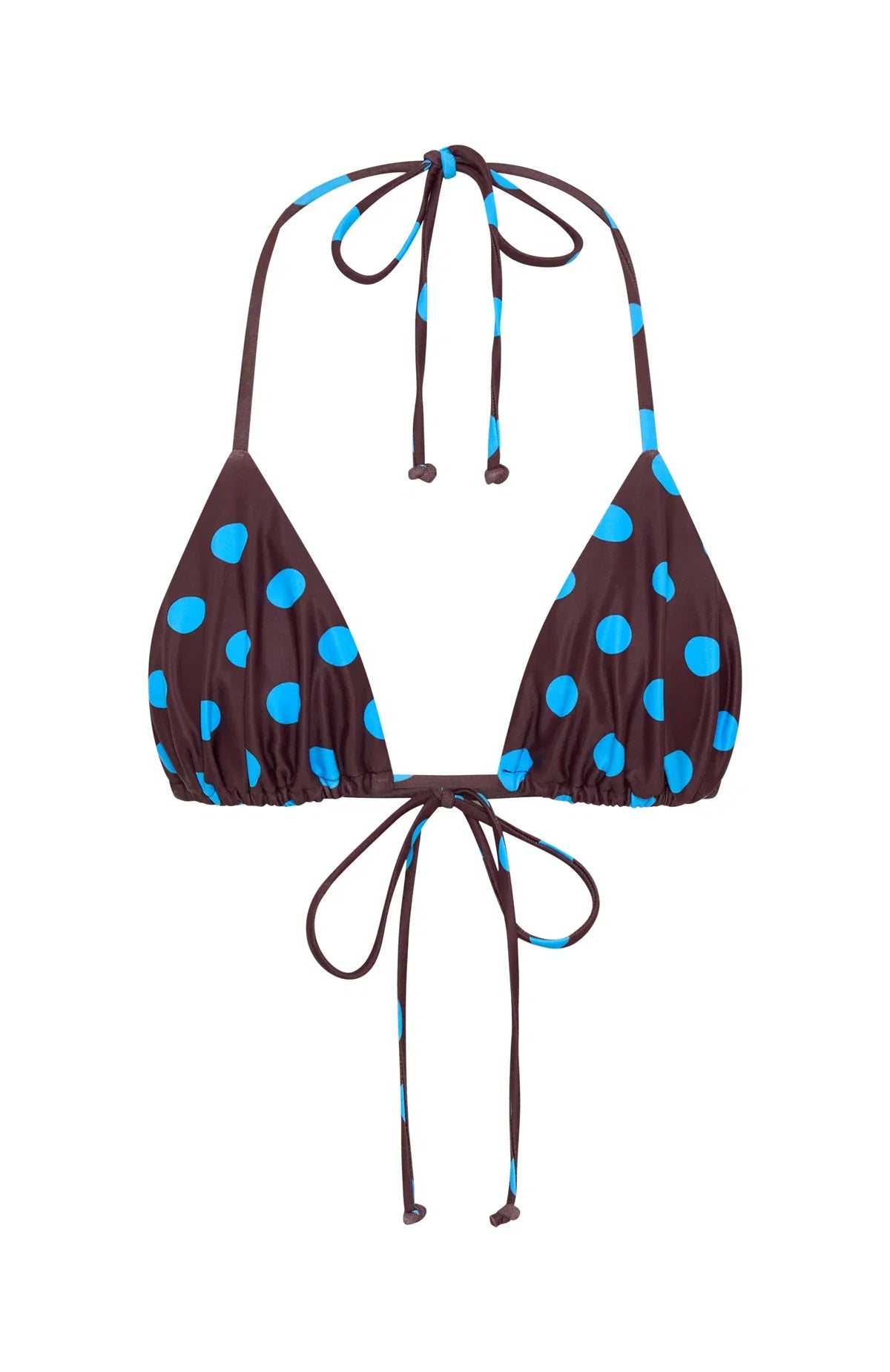Golden Hour Bikini Top Cocoa Blue Polka Dot
