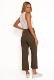 Georgette High Waisted Straight Leg Pants Olive