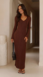 Cyra Long Sleeve Maxi Dress Chocolate