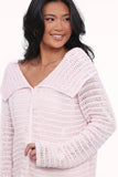 Lyra Large Collar Cardigan Pale Pink