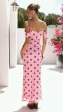 Mairi Maxi Dress Pink Brown Polka