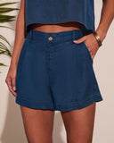Sunlit Capsule Pleated Chambray Shorts