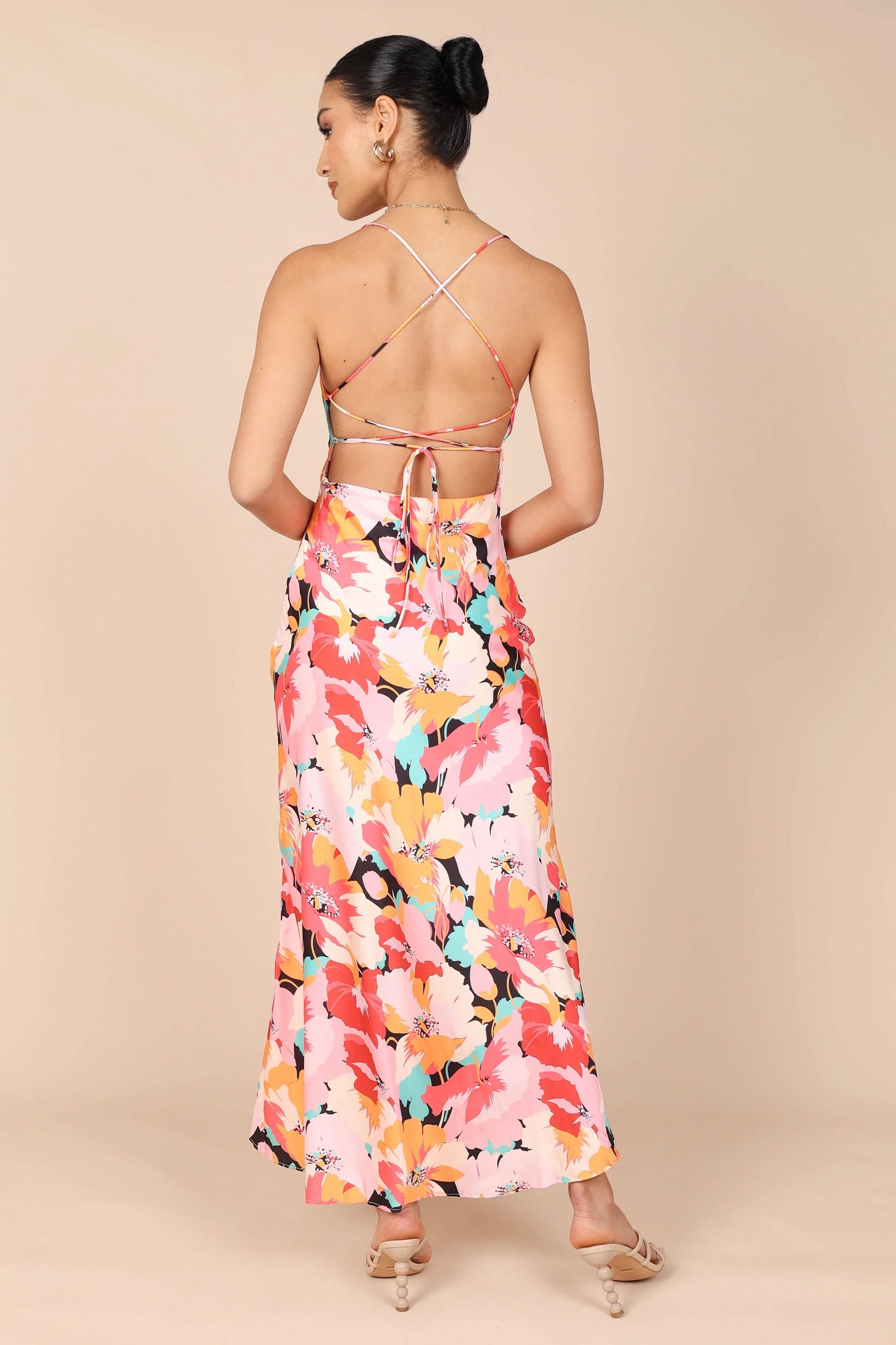 Posse Midi Slip Dress Pink Floral
