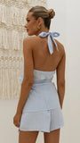 Malencia Wrap Top and Shorts Set Blue