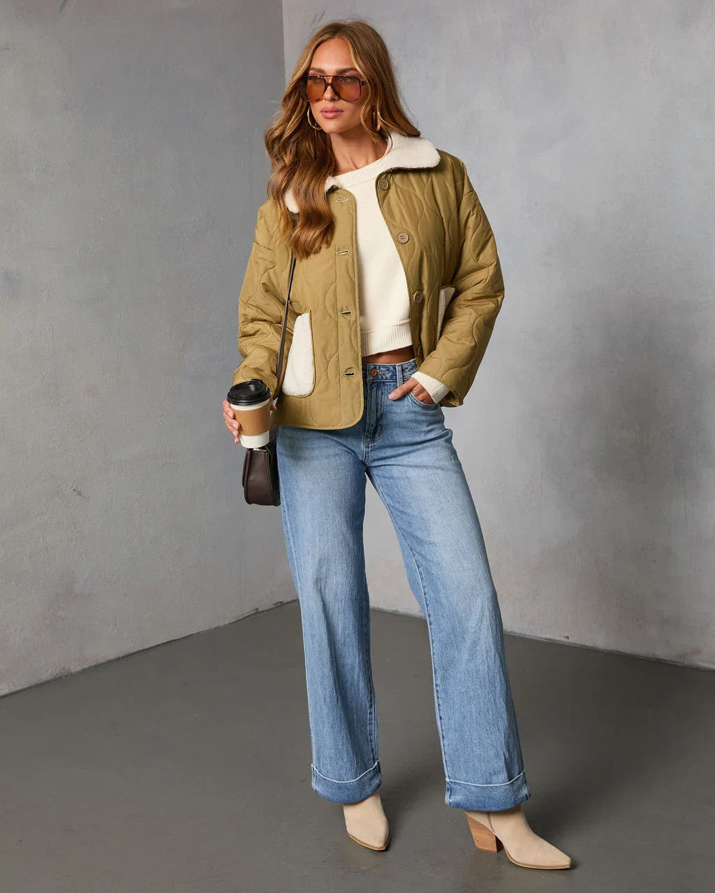 Glazed Mornings Sherpa Trim Quilted Puffer Jacket