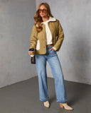 Glazed Mornings Sherpa Trim Quilted Puffer Jacket