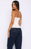 Booking My Flight Strapless Lace Bustier White