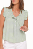 Luisa Ruffle Top Green White